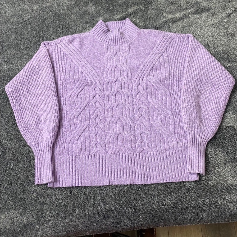 NWT Simply Vera Vera Wang Purple Cable Knit Mock Neck Sweater preppy casual Sz S